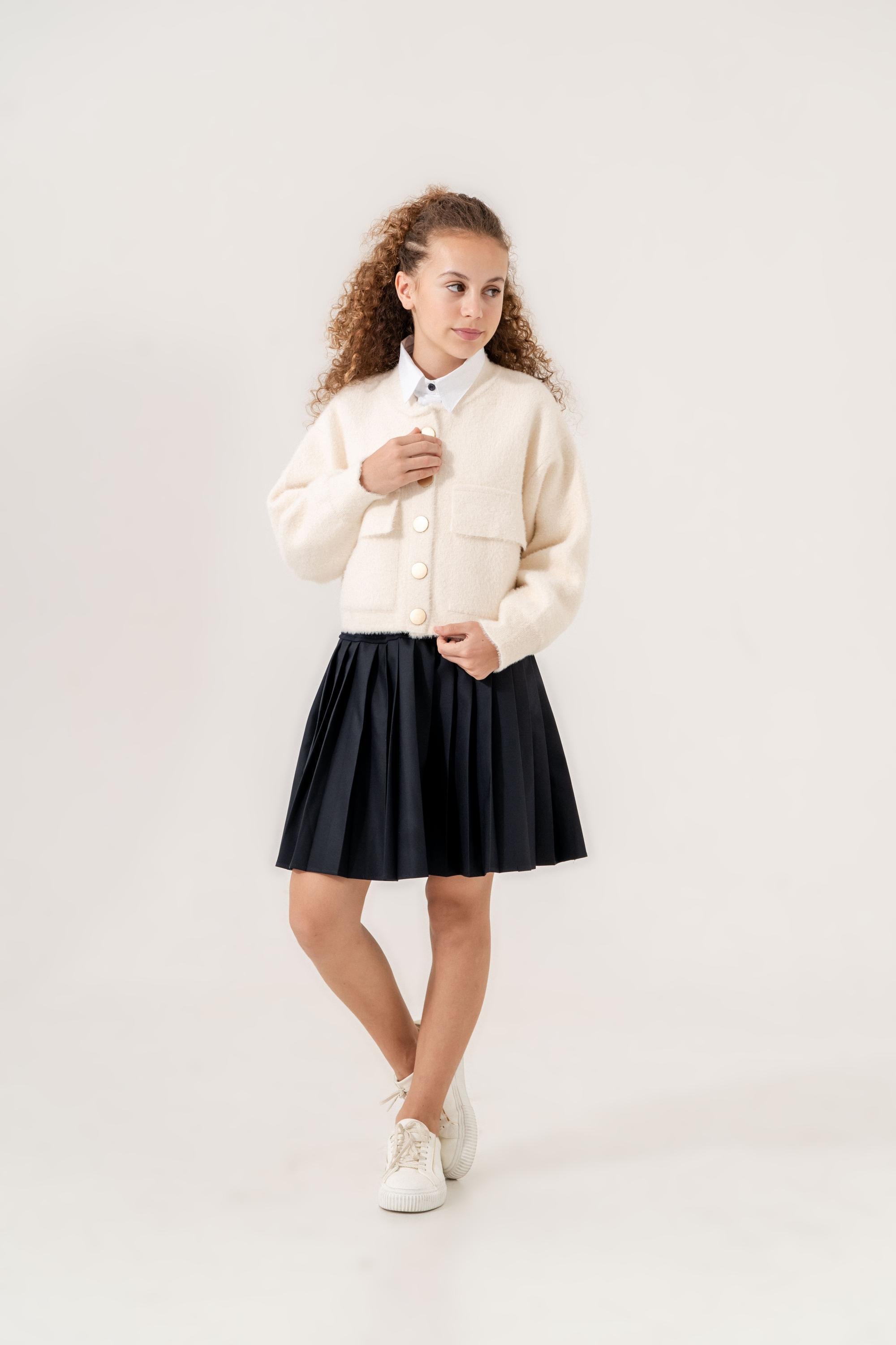 LOCO LOCO Sakallı Kız Ceket - Ekru