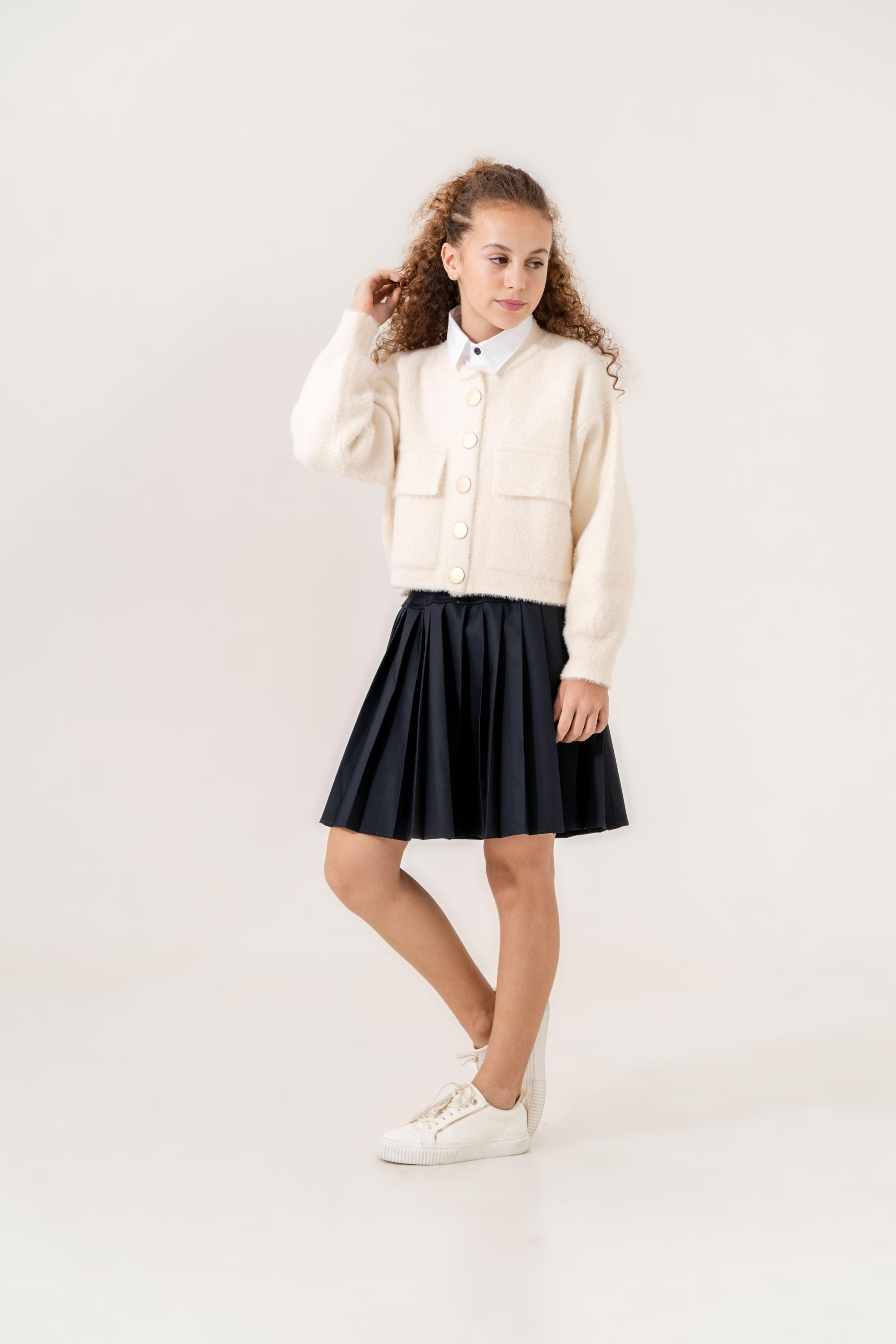 LOCO LOCO Sakallı Kız Ceket - Ekru