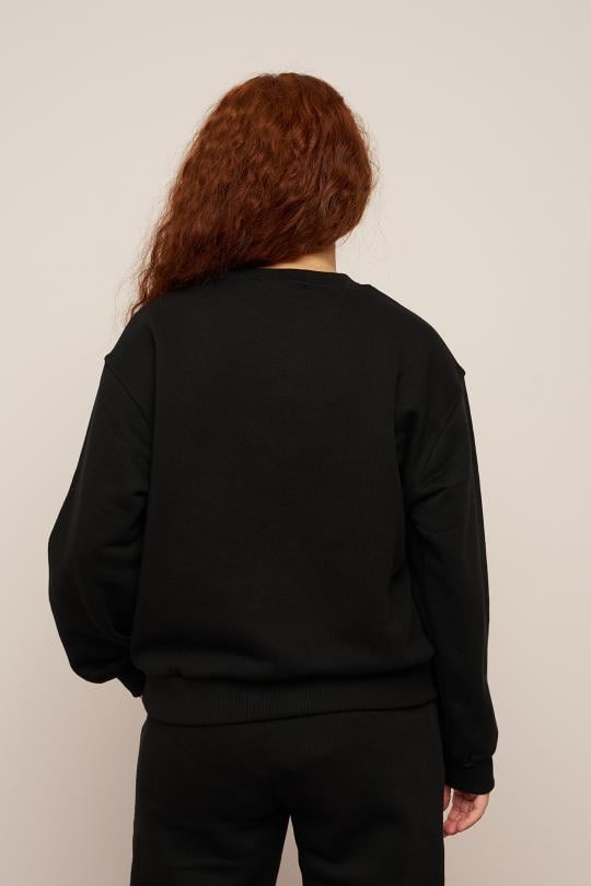 LOCO LOCO Şapkalı Kız Sweat - Siyah