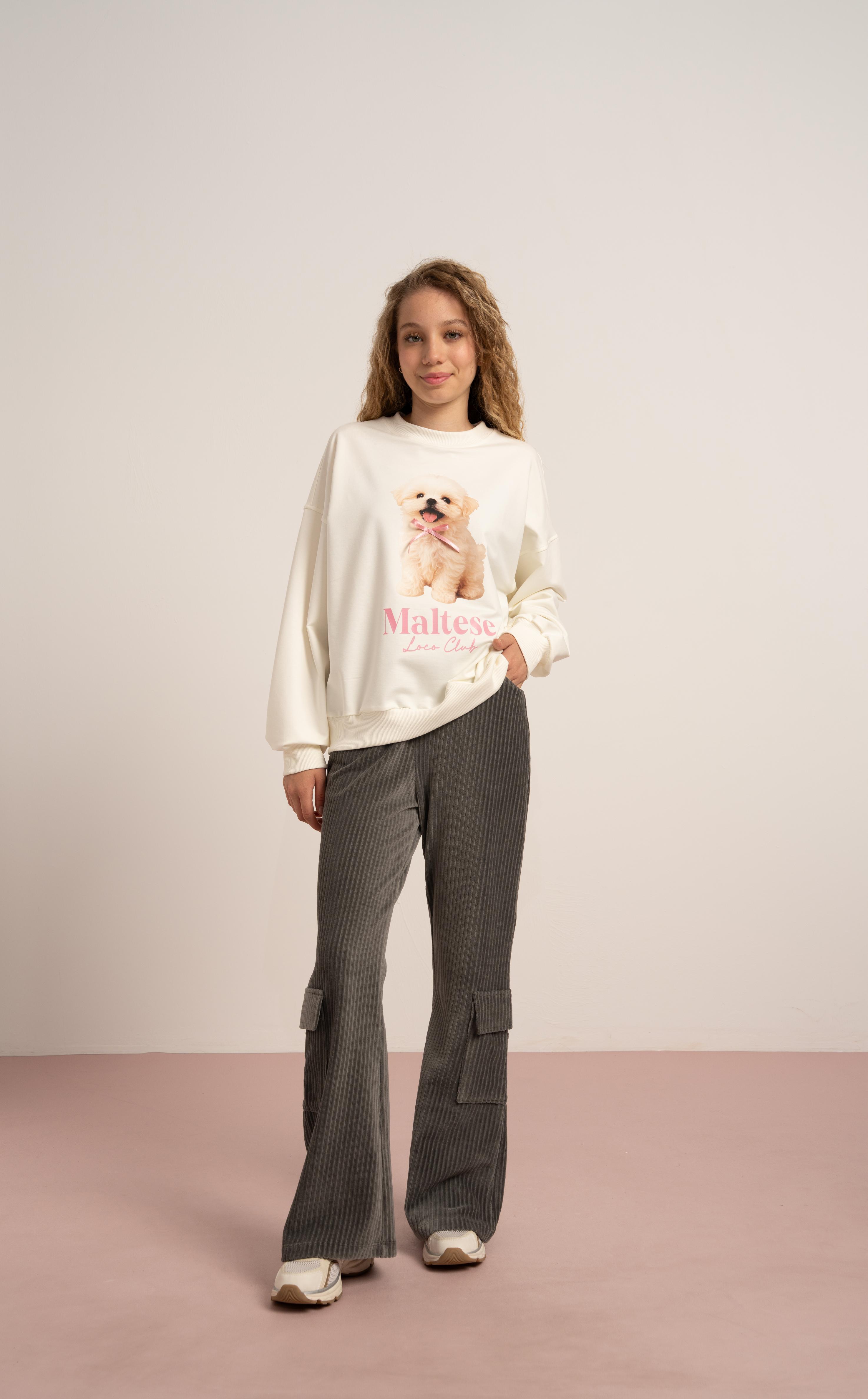 LOCO LOCO Sevimli Köpek Sweat - Pembe