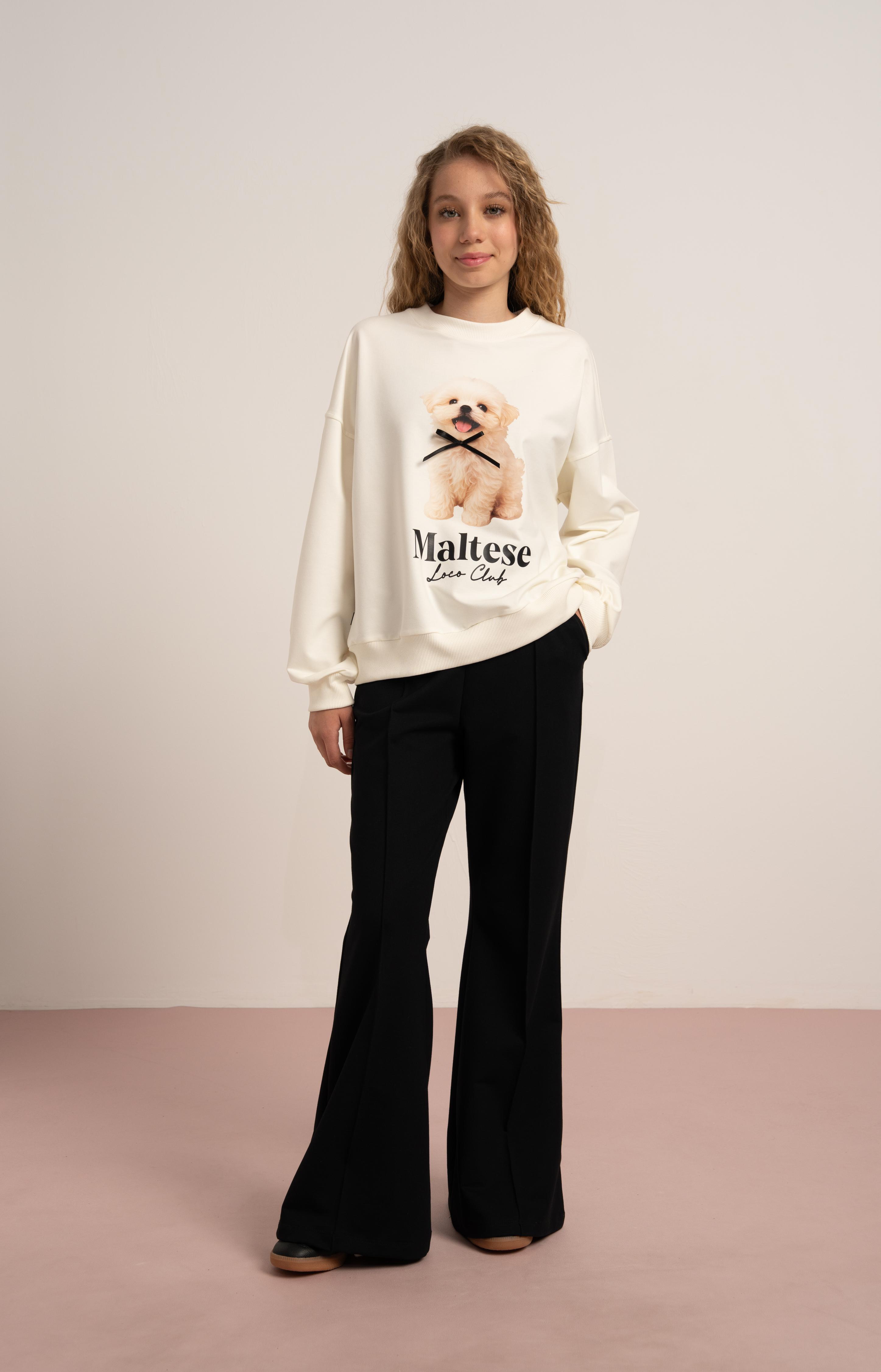 LOCO LOCO Sevimli Köpek Sweat - Siyah