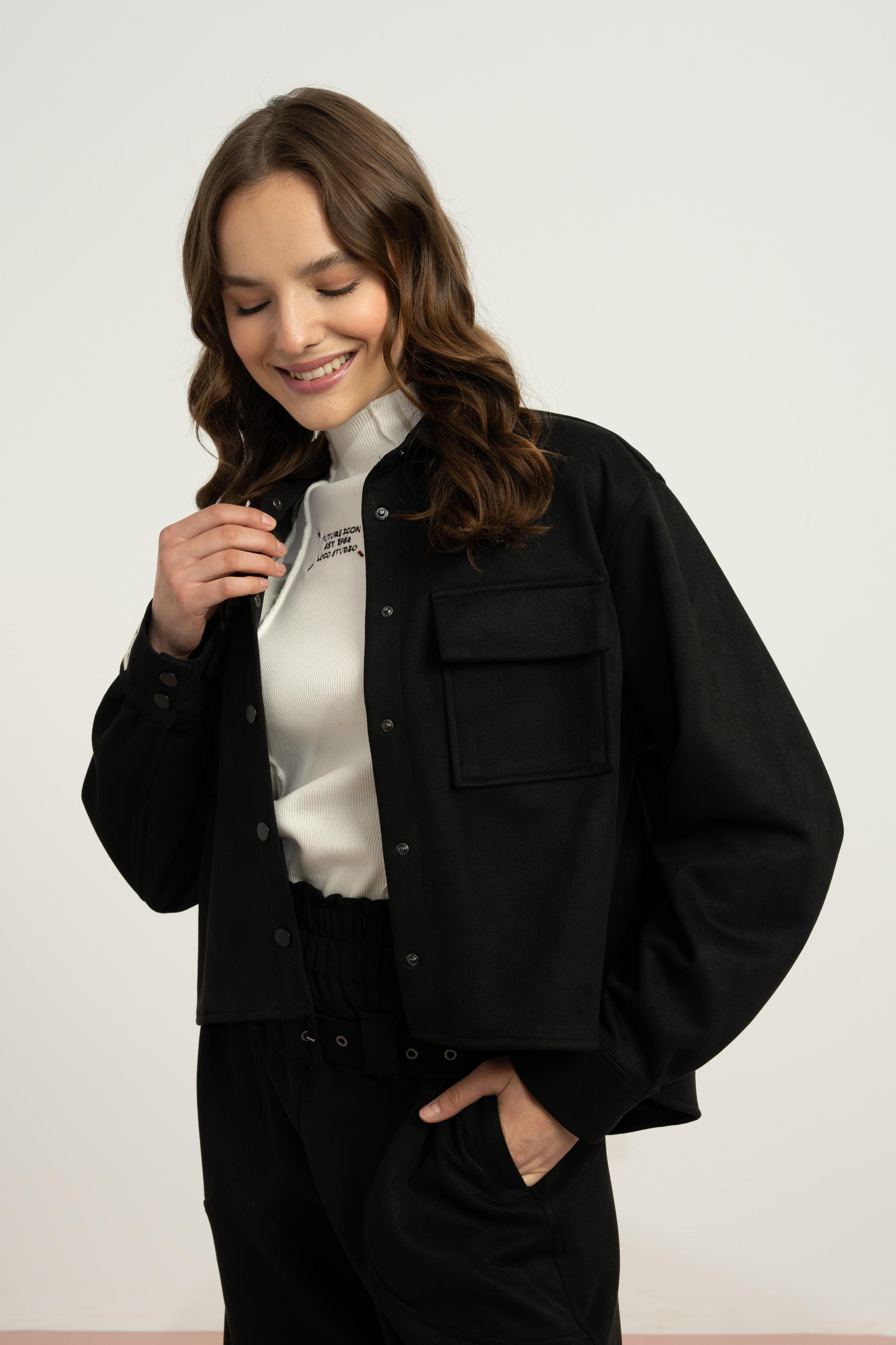 LOCO LOCO Süet Gömlek Ceket - Siyah