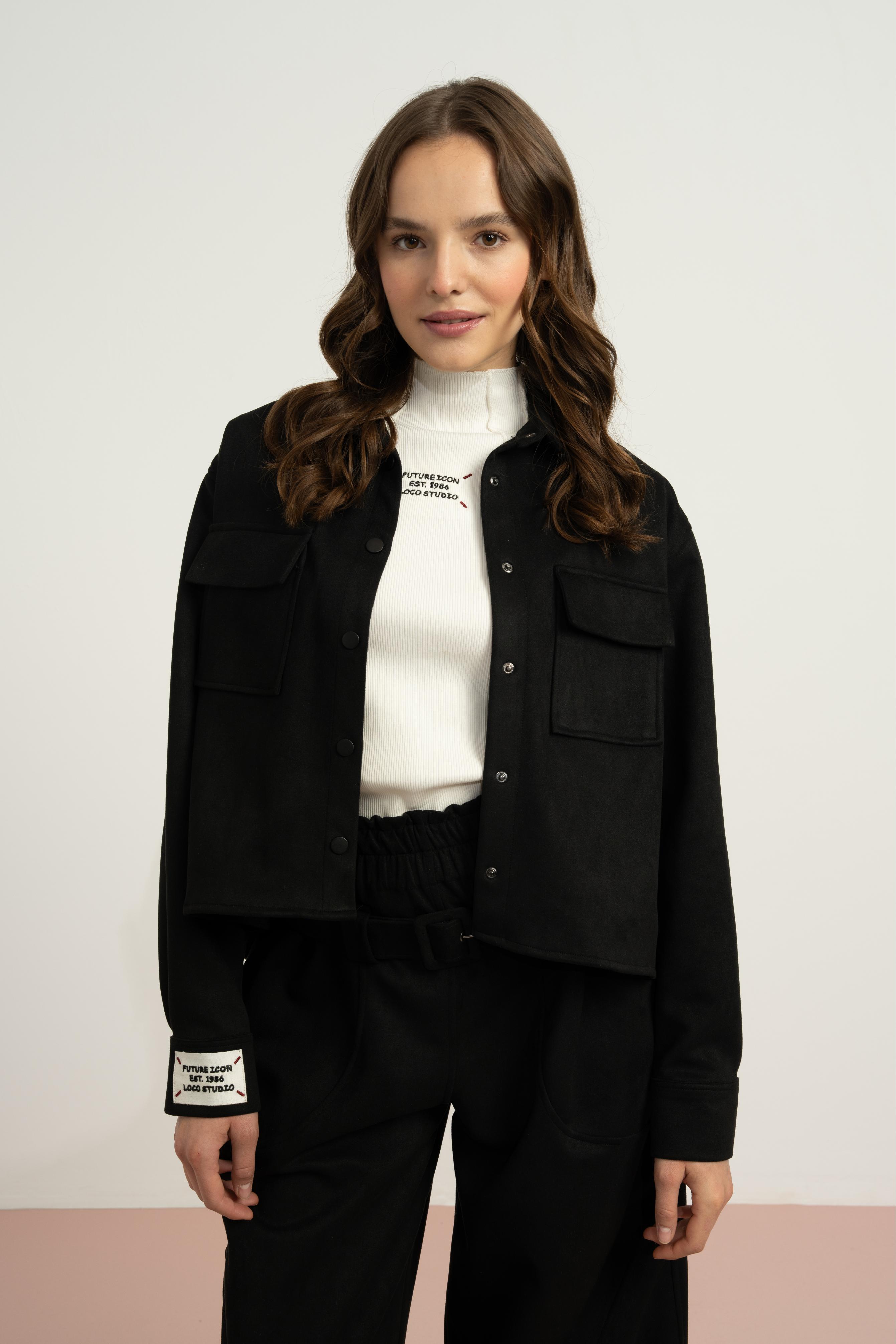 LOCO LOCO Süet Gömlek Ceket - Siyah