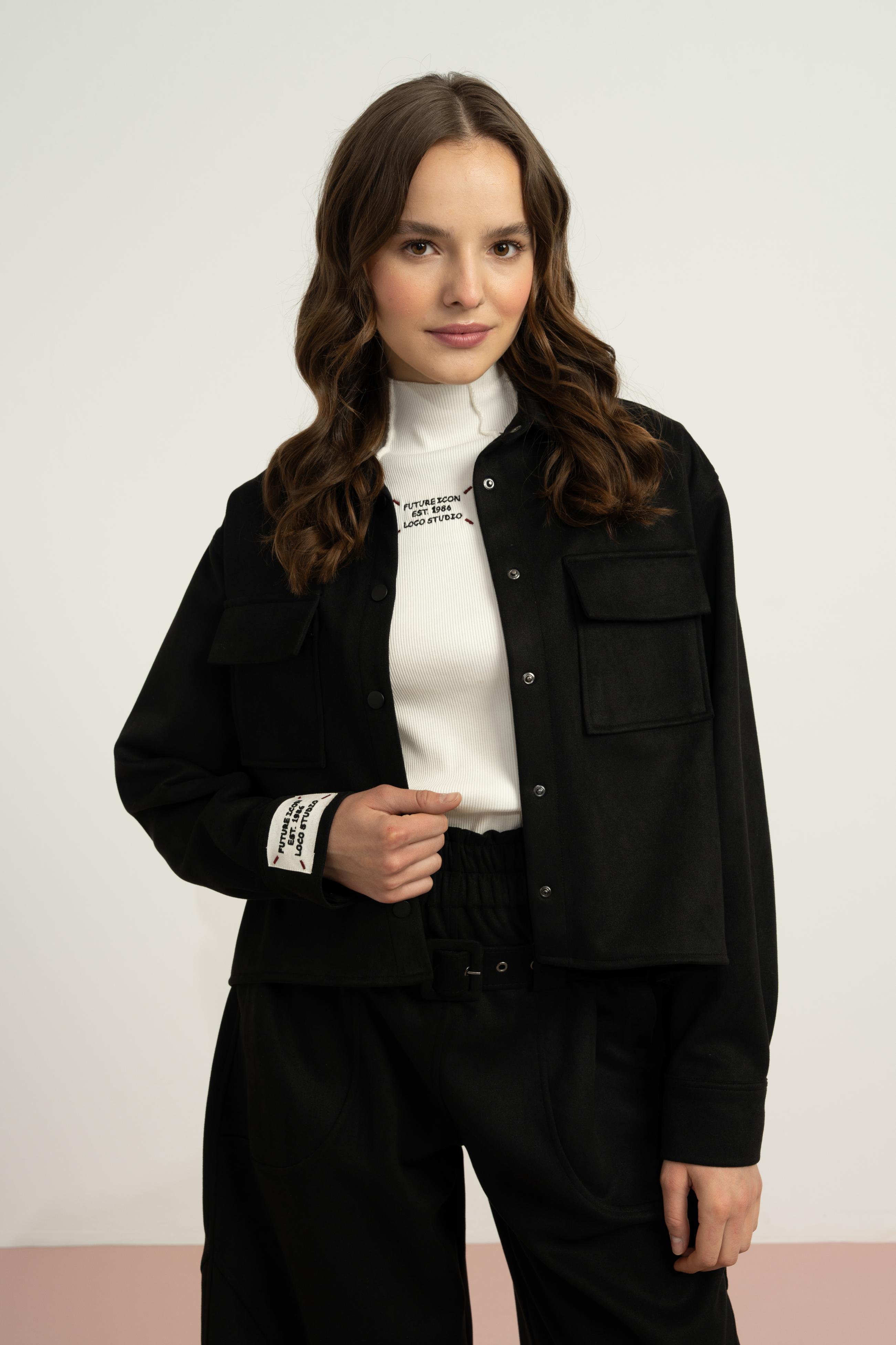 LOCO LOCO Süet Gömlek Ceket - Siyah