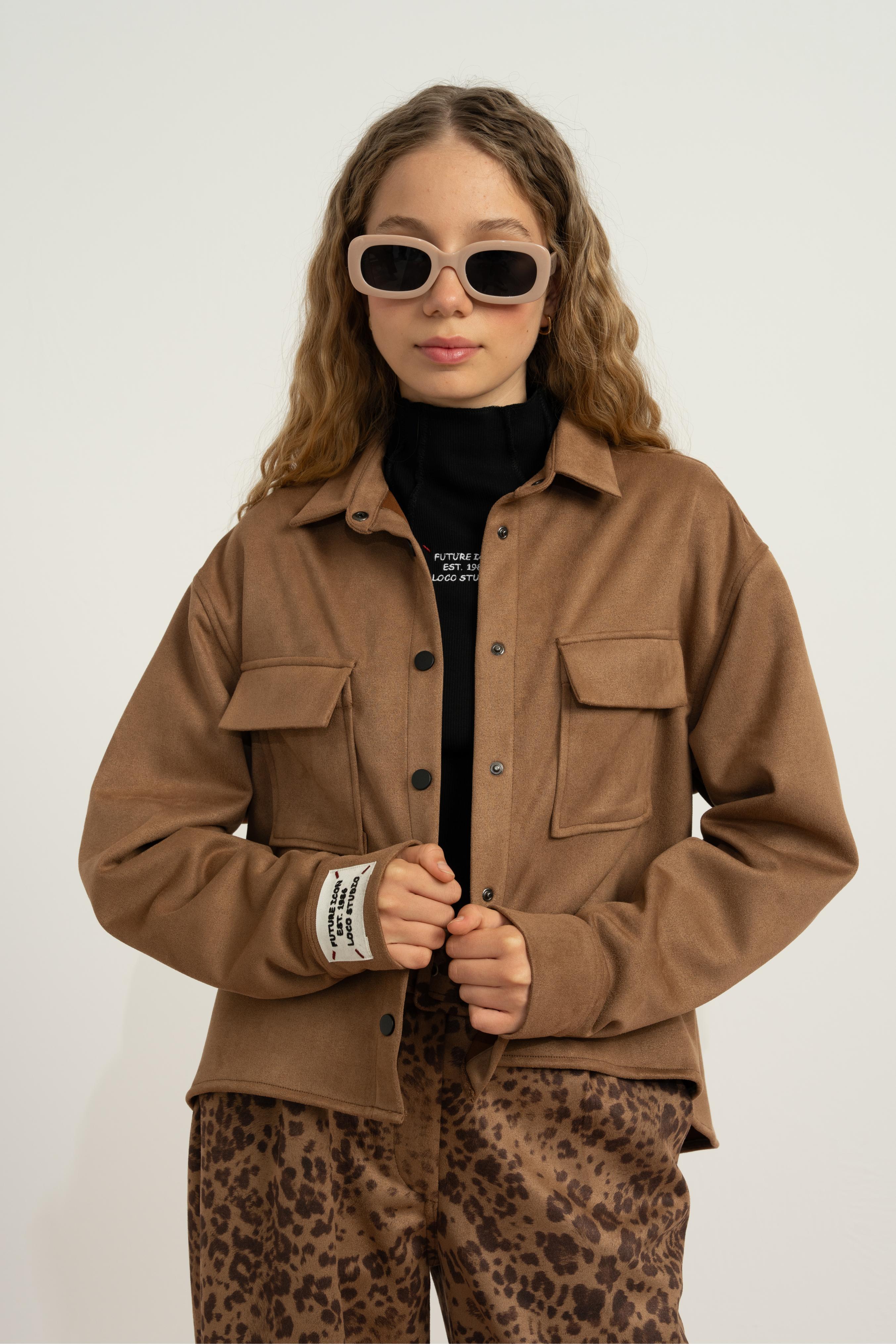 LOCO LOCO Süet Gömlek Ceket - Vizon