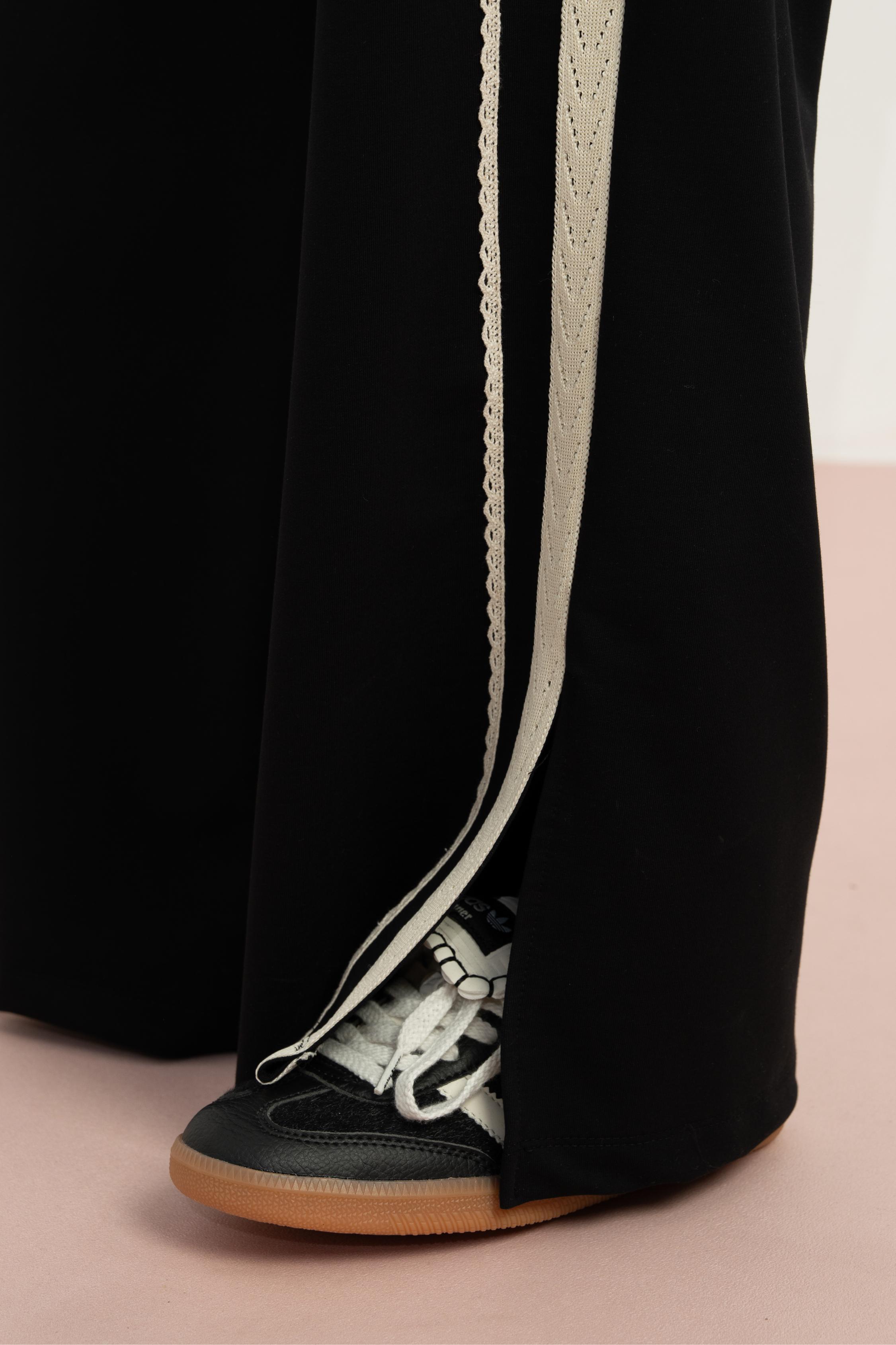 LOCO LOCO Yanları Dantelli Pantolon - Siyah