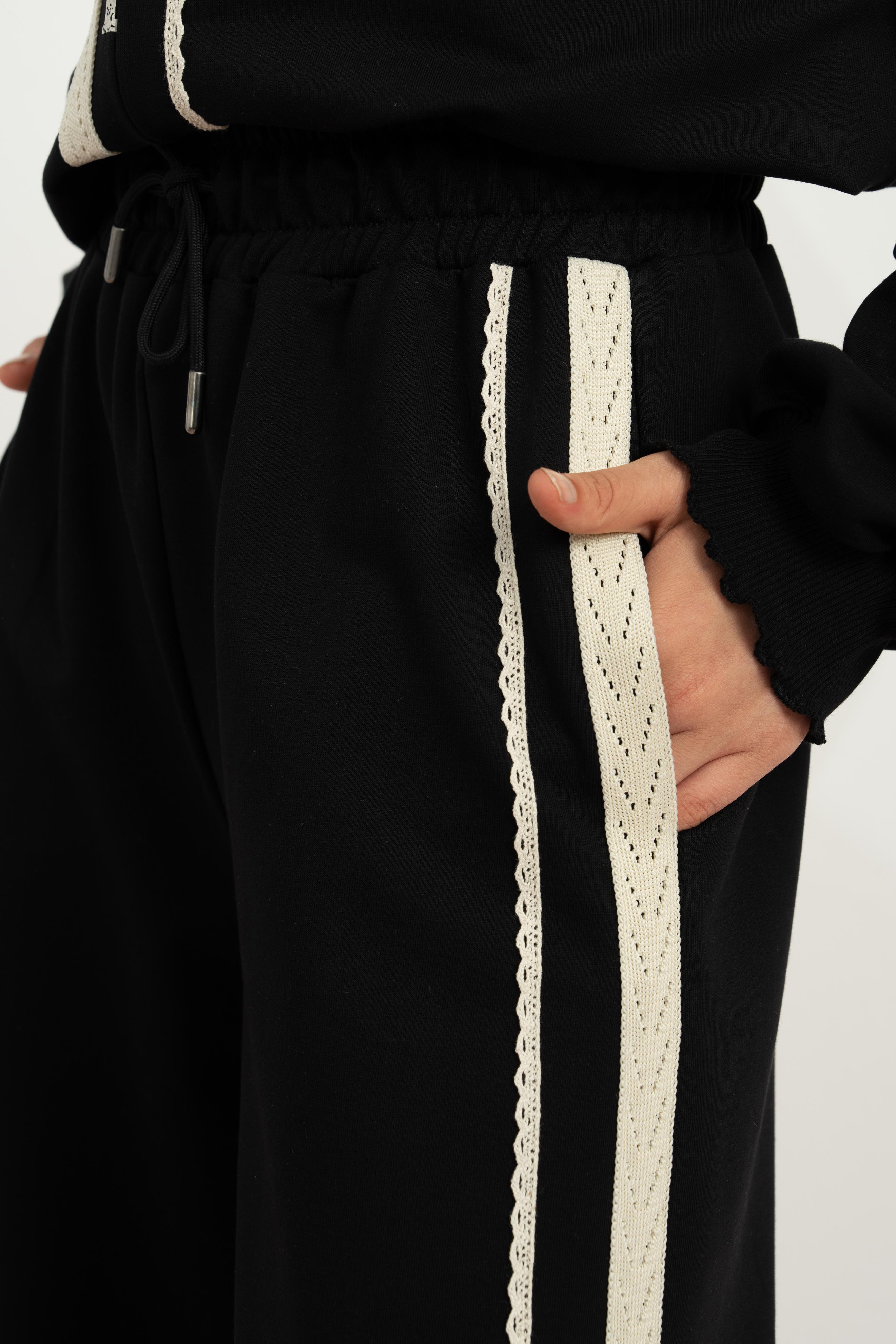 LOCO LOCO Yanları Dantelli Pantolon - Siyah