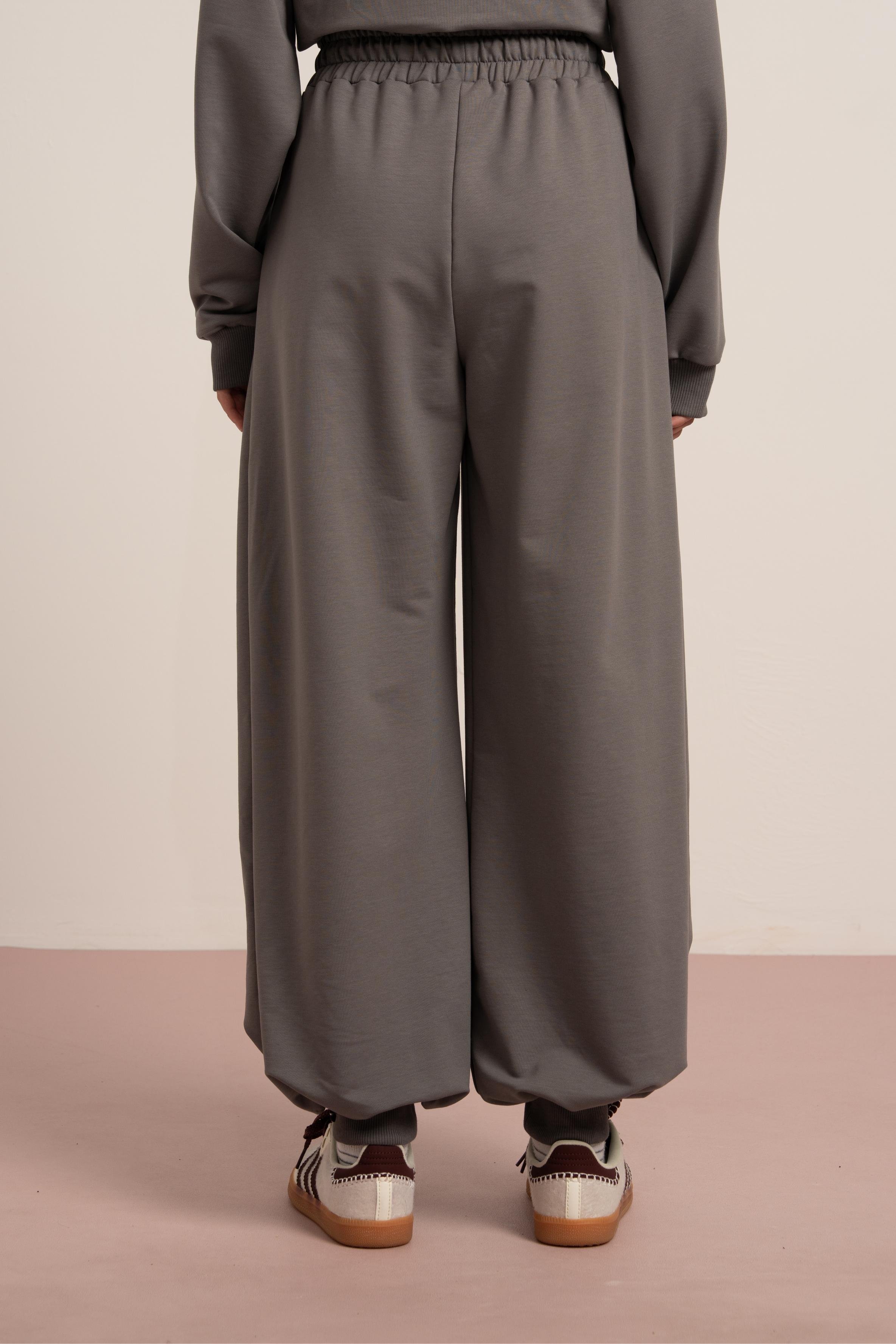 LOCO LOCO Yanları Pliseli Pantolon - Füme