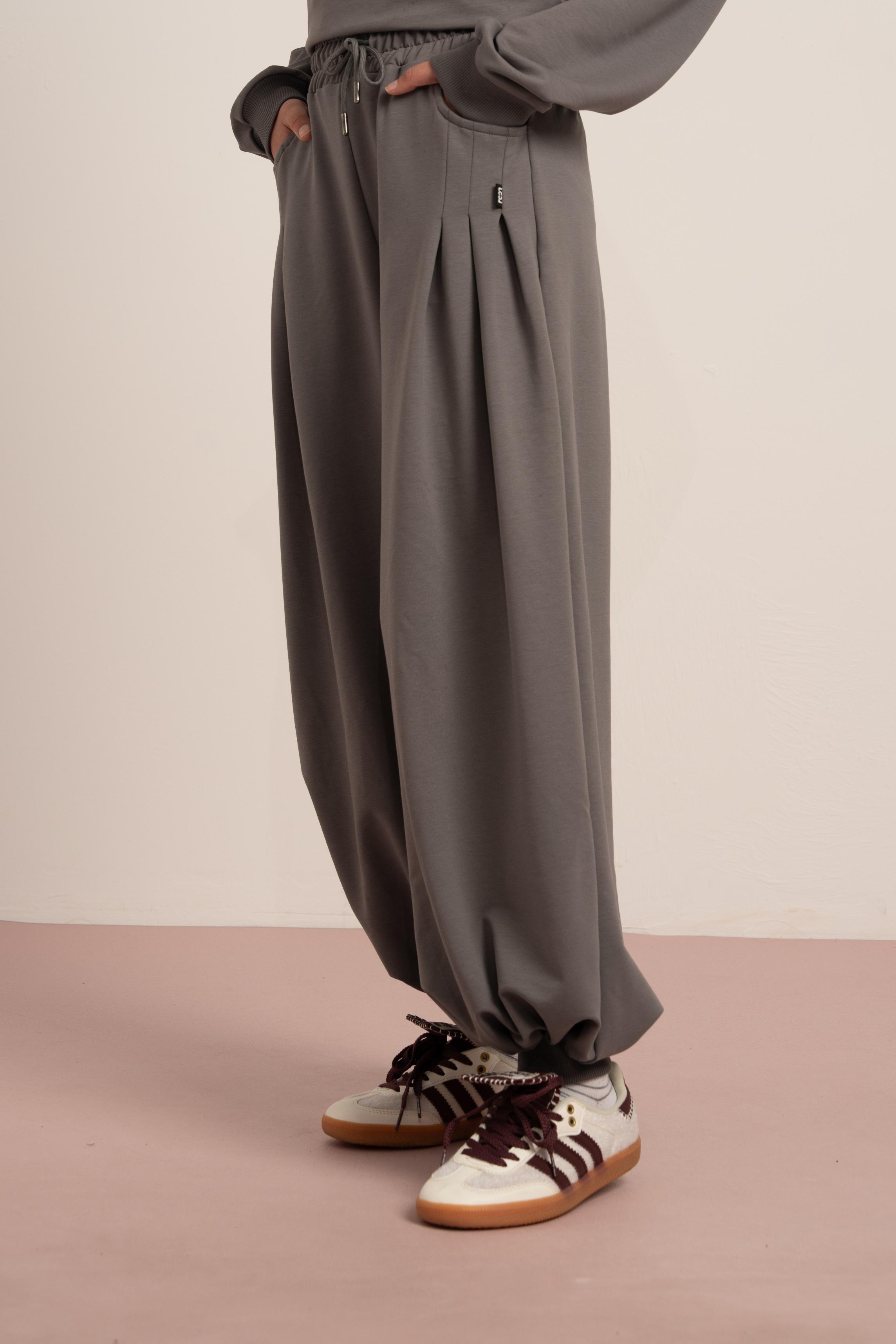 LOCO LOCO Yanları Pliseli Pantolon - Füme