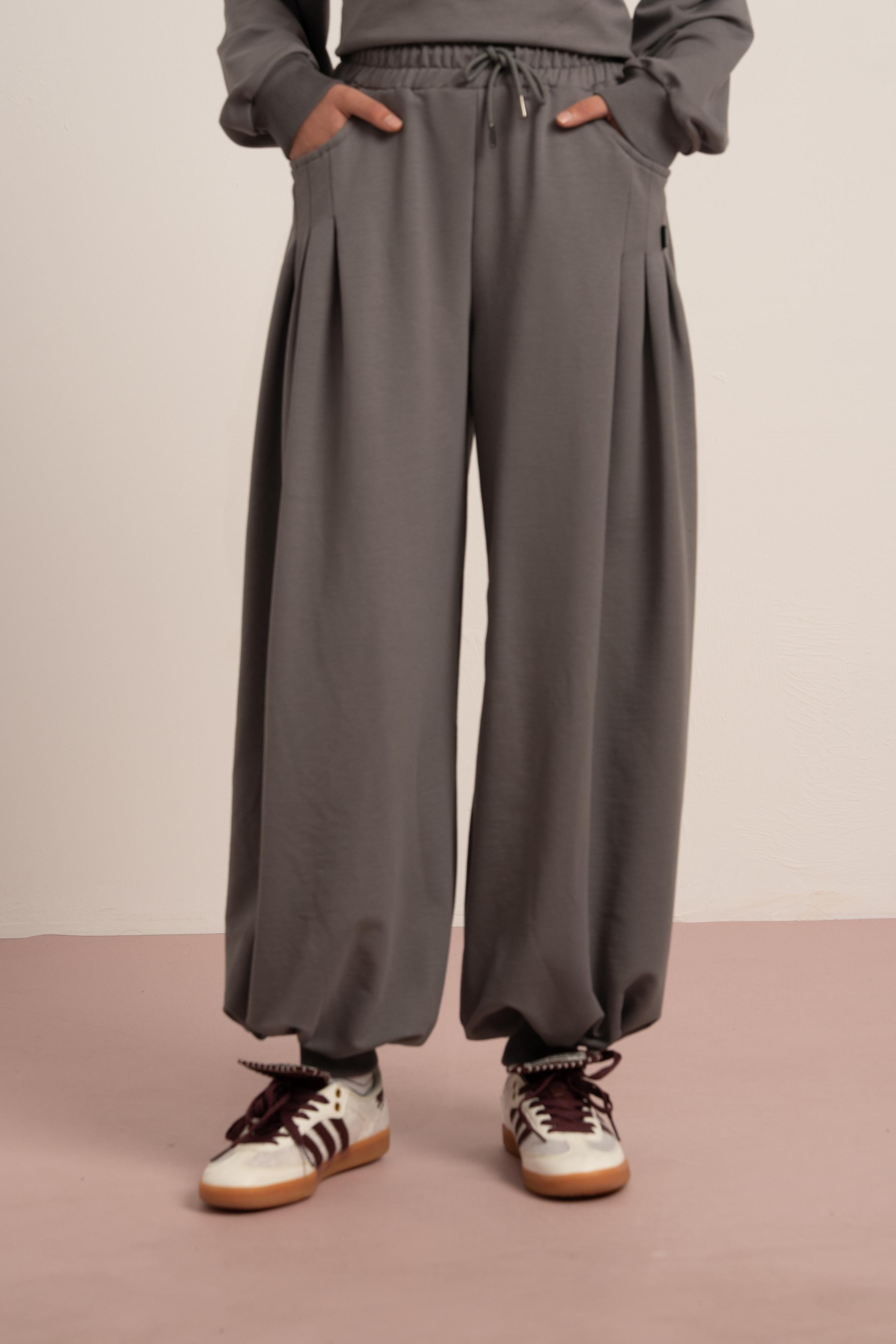 LOCO LOCO Yanları Pliseli Pantolon - Füme