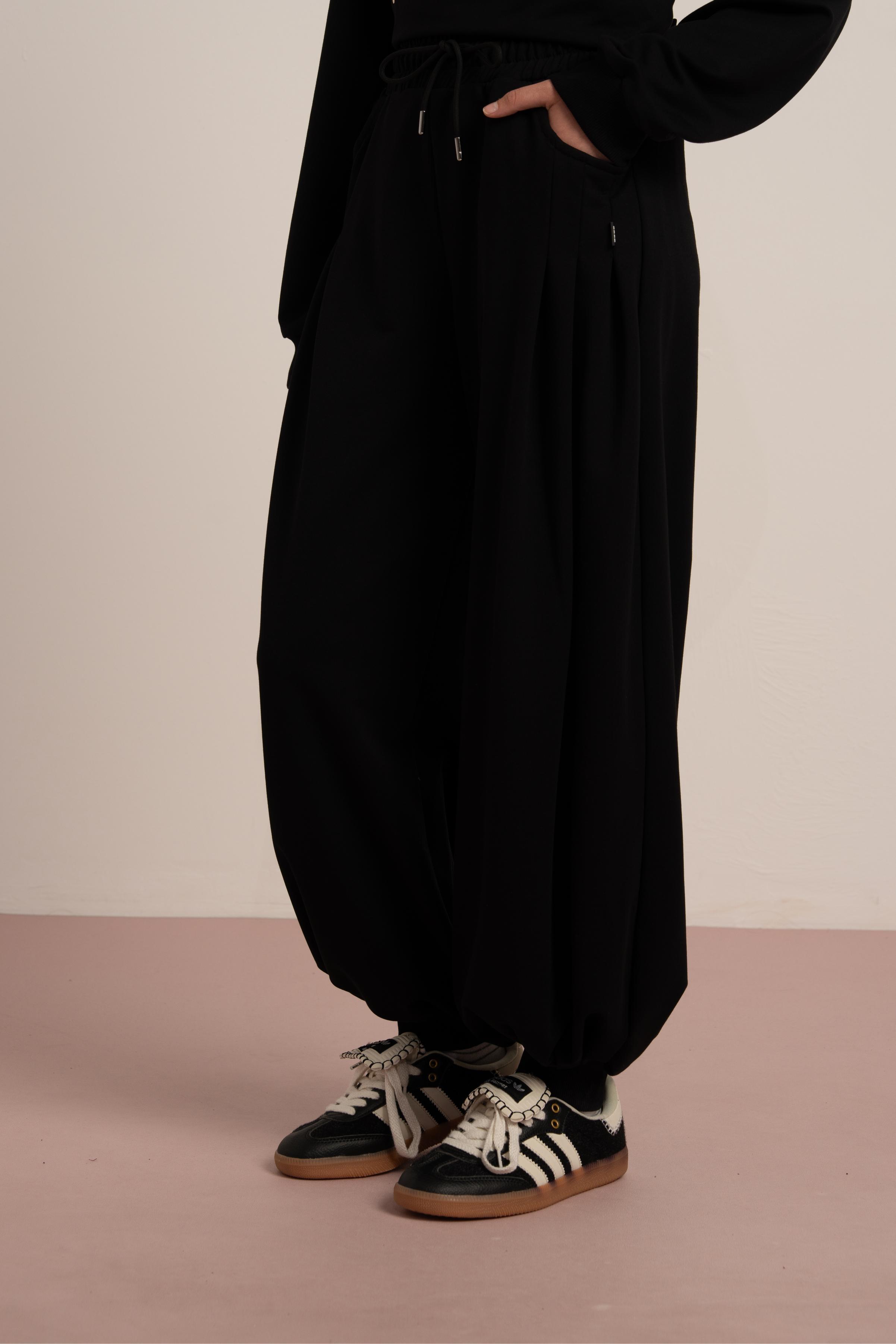 LOCO LOCO Yanları Pliseli Pantolon - Siyah