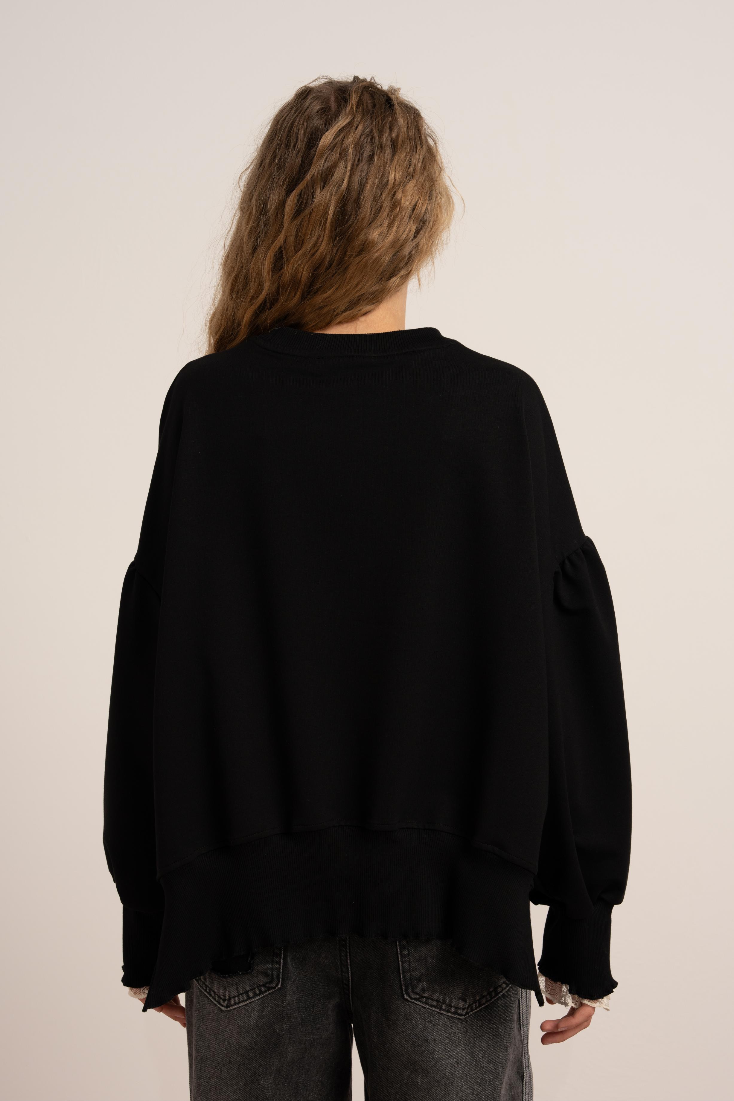 LOCO LOCO Yıldızlı Kız Sweat - Siyah