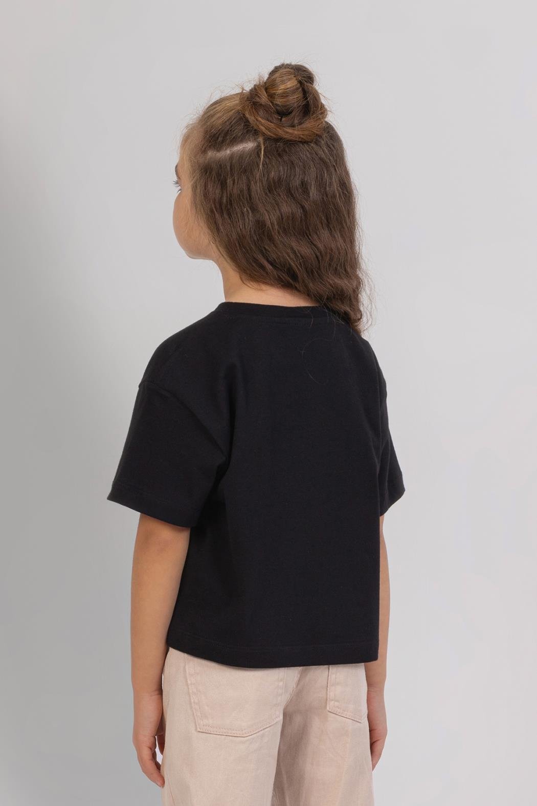 Love Baskılı Kız Tshirt - Siyah