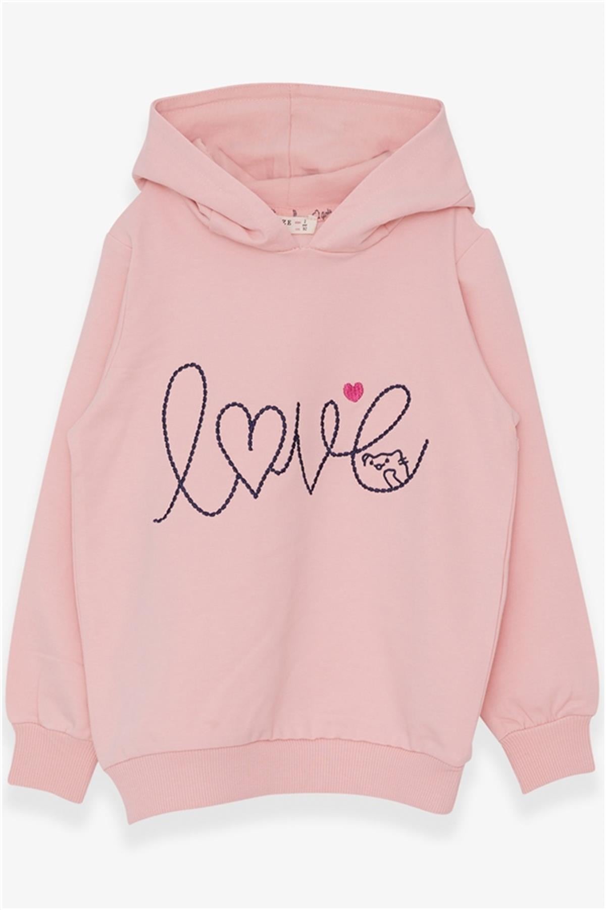 LOVE YAZILI KAPŞONLU KIZ SWEAT