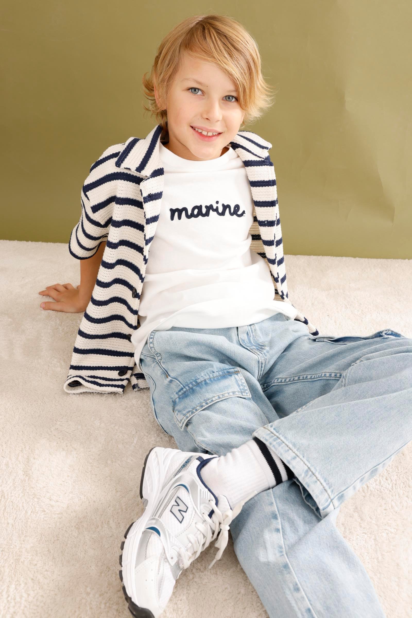Marine Erkek Çocuk Tişört - Beyaz