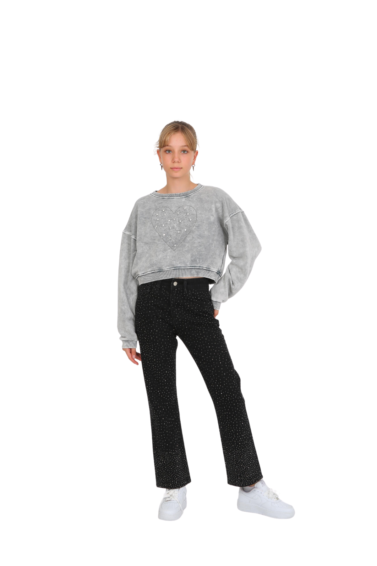 Marions Taşlı Kız Pantolon - Siyah