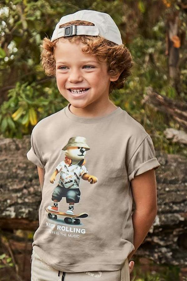 MAYORAL Bear ERkek Tişört - Bej