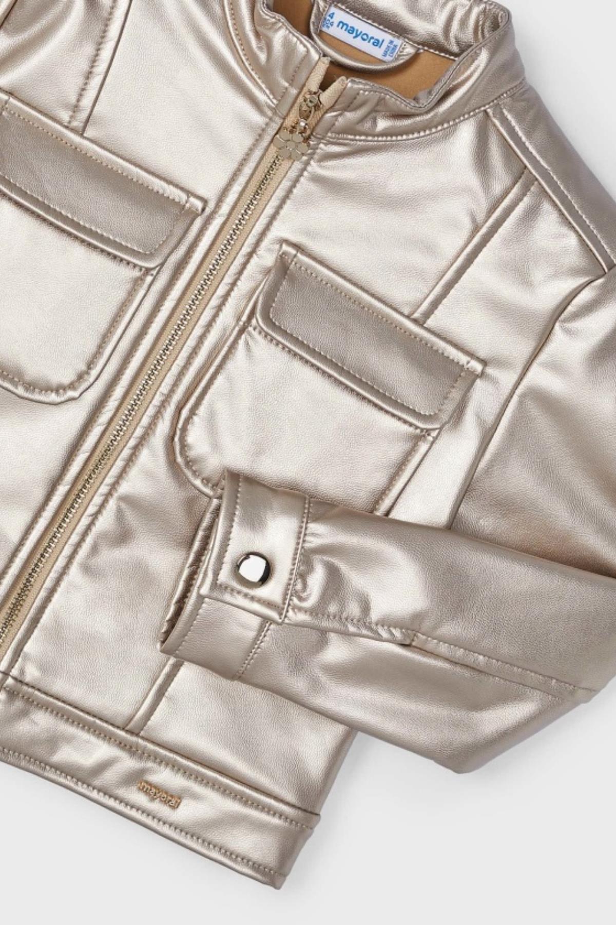 Mayoral Cepli Kız Deri Ceket - Vizon