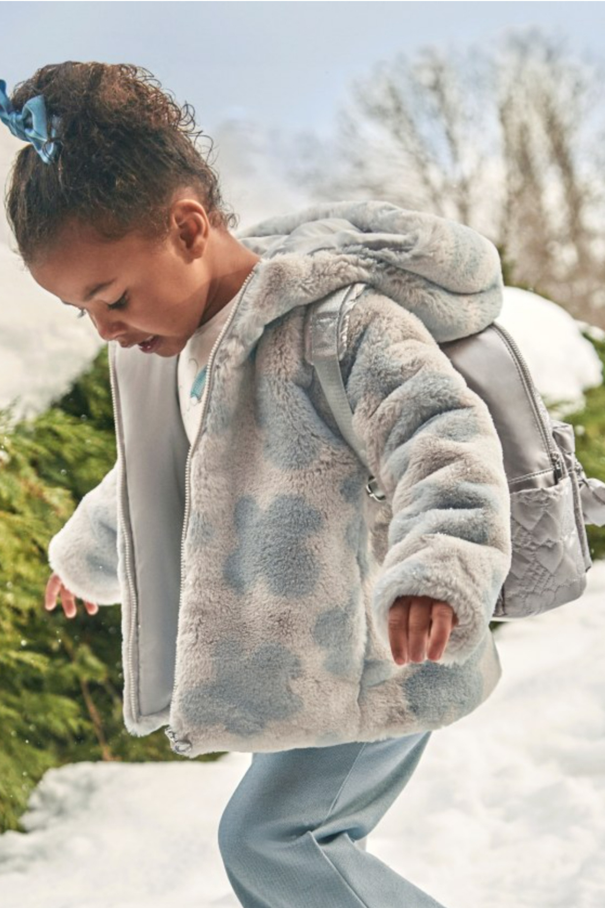 Mayoral Çiçek Desenli Tüylü Mont - Gri