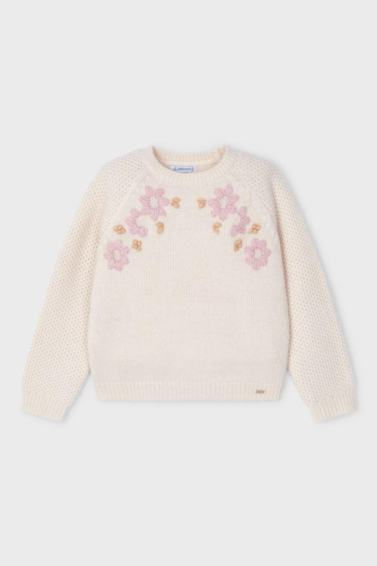 Mayoral Çiçek İşlemeli Kazak - Bej