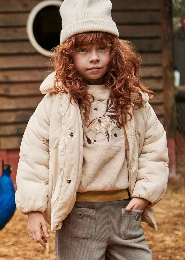 MAYORAL Çiçekli Kız Mont - Bej