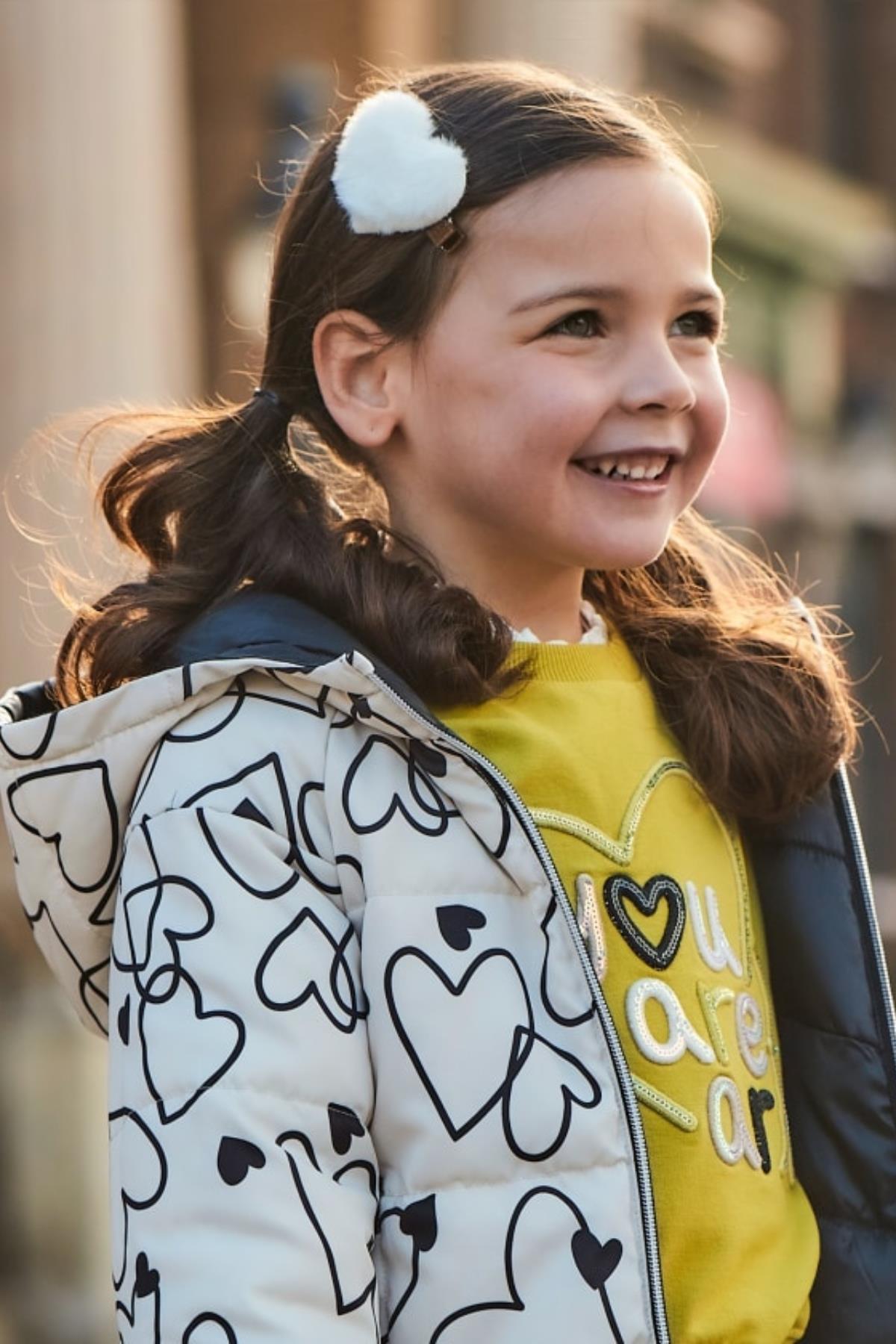 Mayoral Çift Taraflı Kalpli Kız Mont - Siyah