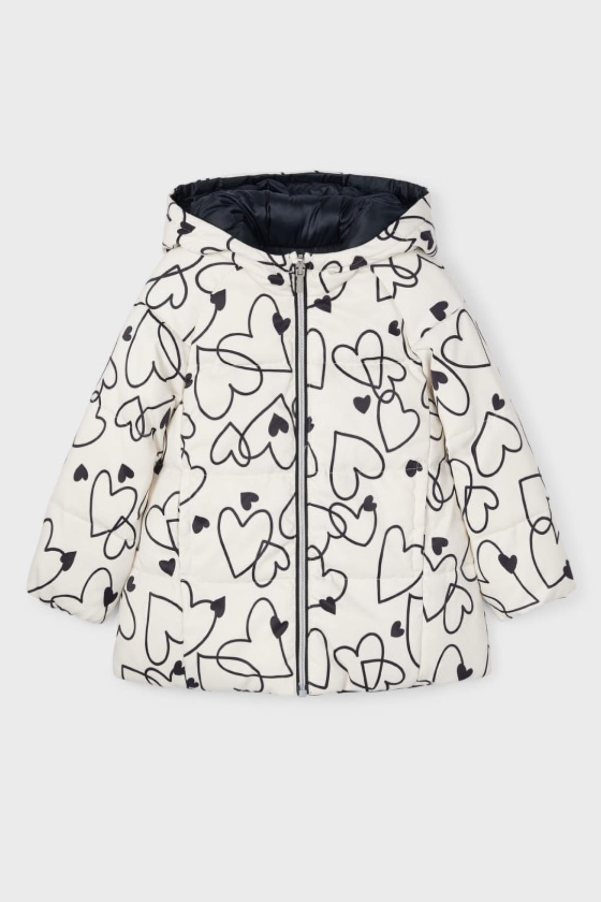 Mayoral Çift Taraflı Kalpli Kız Mont - Siyah