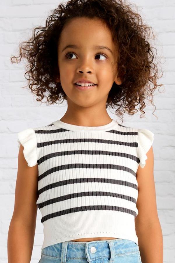 MAYORAL Çizgili Kolları Fırfırlı Badi - Ekru