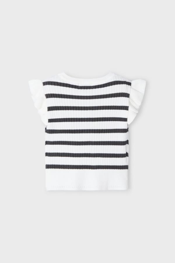 MAYORAL Çizgili Kolları Fırfırlı Badi - Ekru