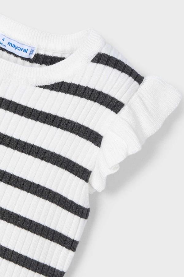 MAYORAL Çizgili Kolları Fırfırlı Badi - Ekru