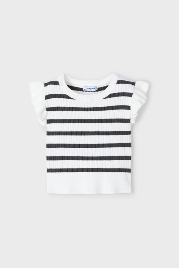 MAYORAL Çizgili Kolları Fırfırlı Badi - Ekru