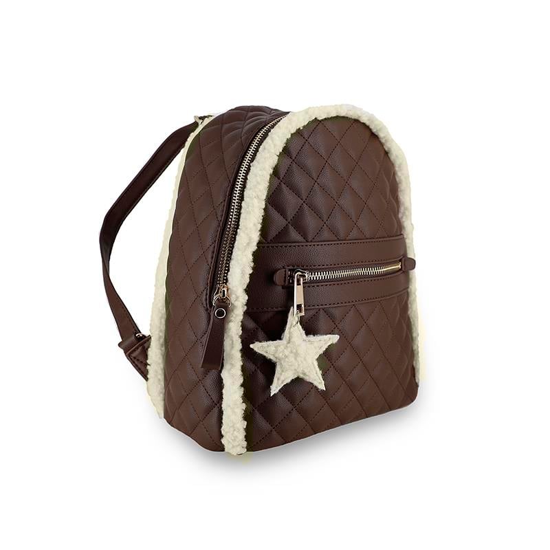 Mayoral Deri Kenarları Tüylü Sırt Çantası - Kahverengi