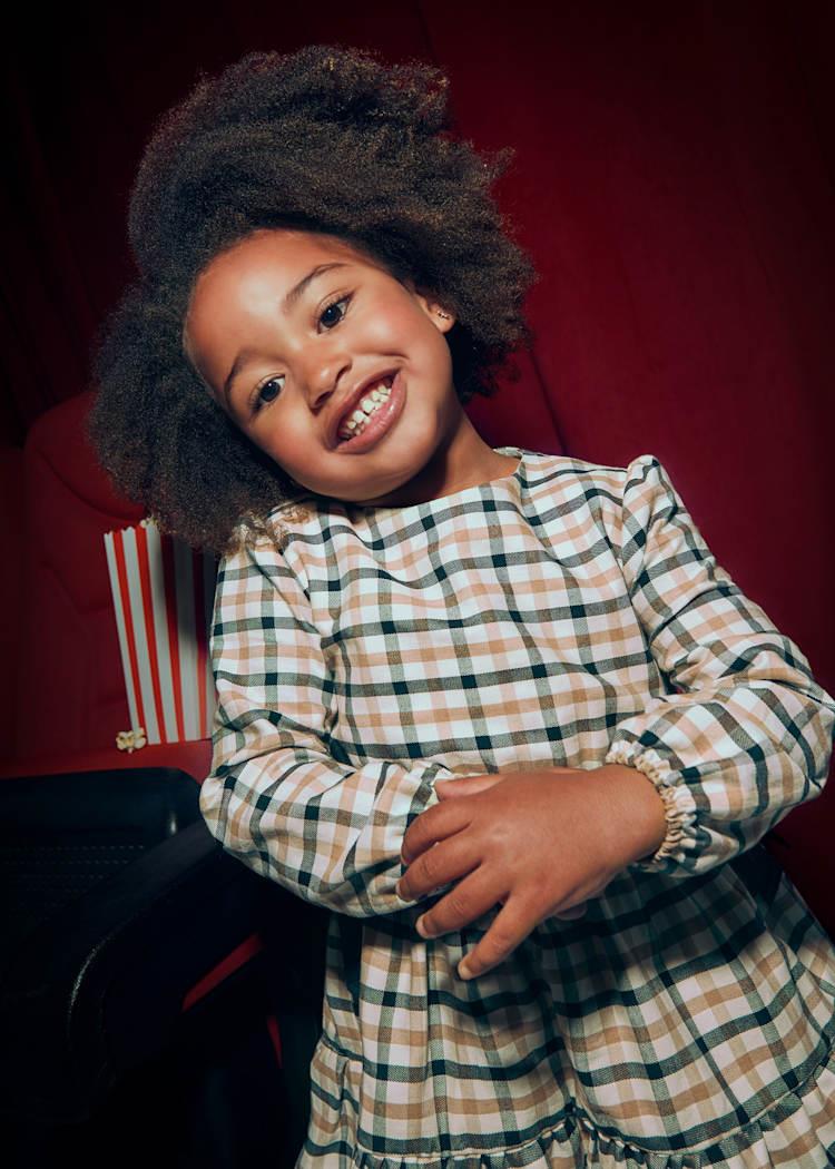 MAYORAL Ekose Kız Elbise - Siyah