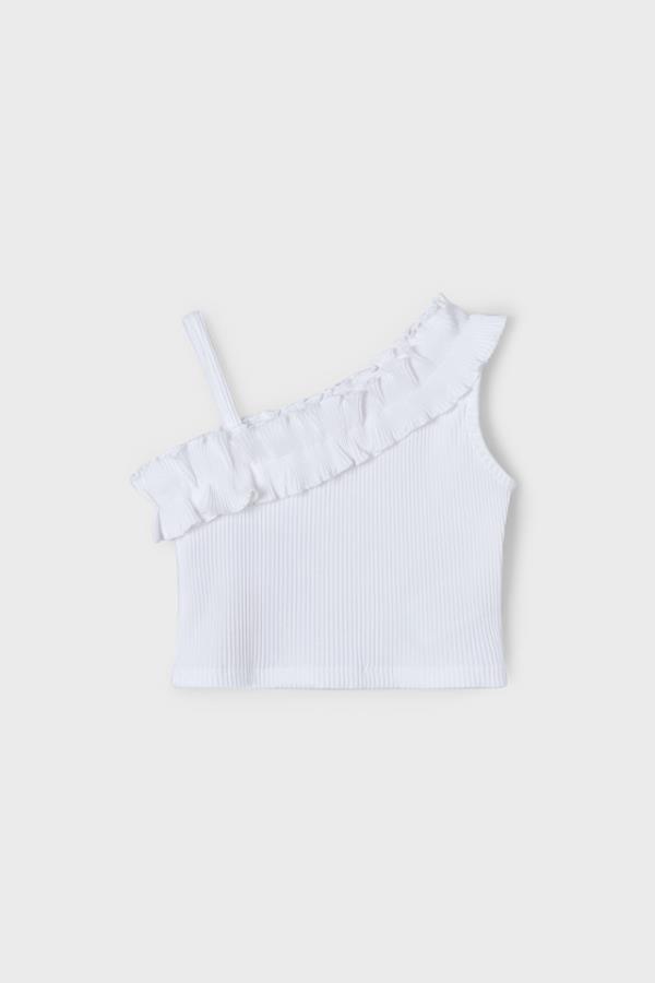 MAYORAL Fırfırlı Tek Omuz Badi - Beyaz