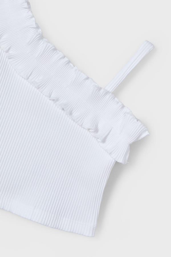 MAYORAL Fırfırlı Tek Omuz Badi - Beyaz