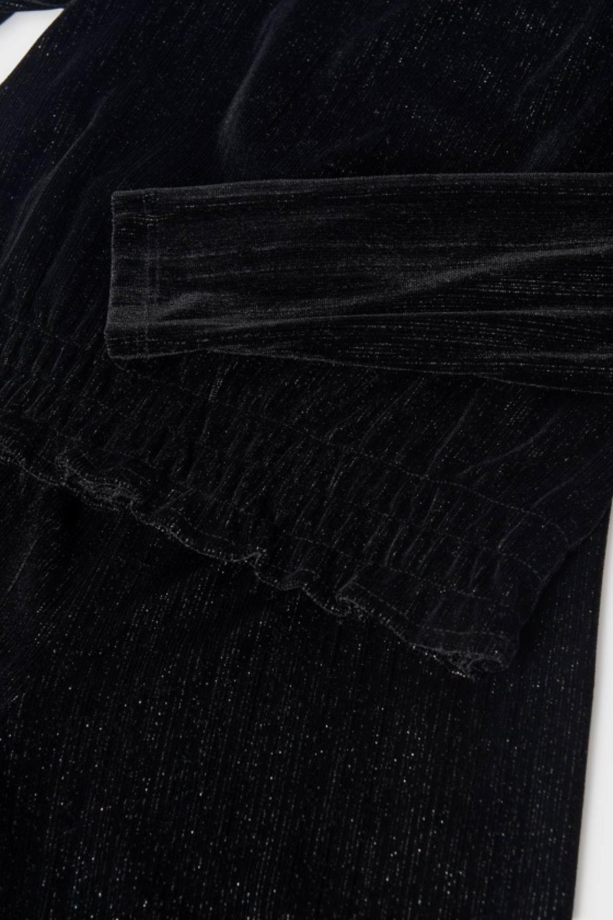 Mayoral Kadife Omuz Detaylı Kız Takım - Siyah