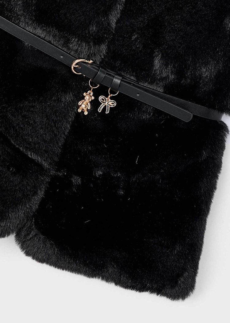 MAYORAL Kemerli Kürk Kız Yelek - Siyah