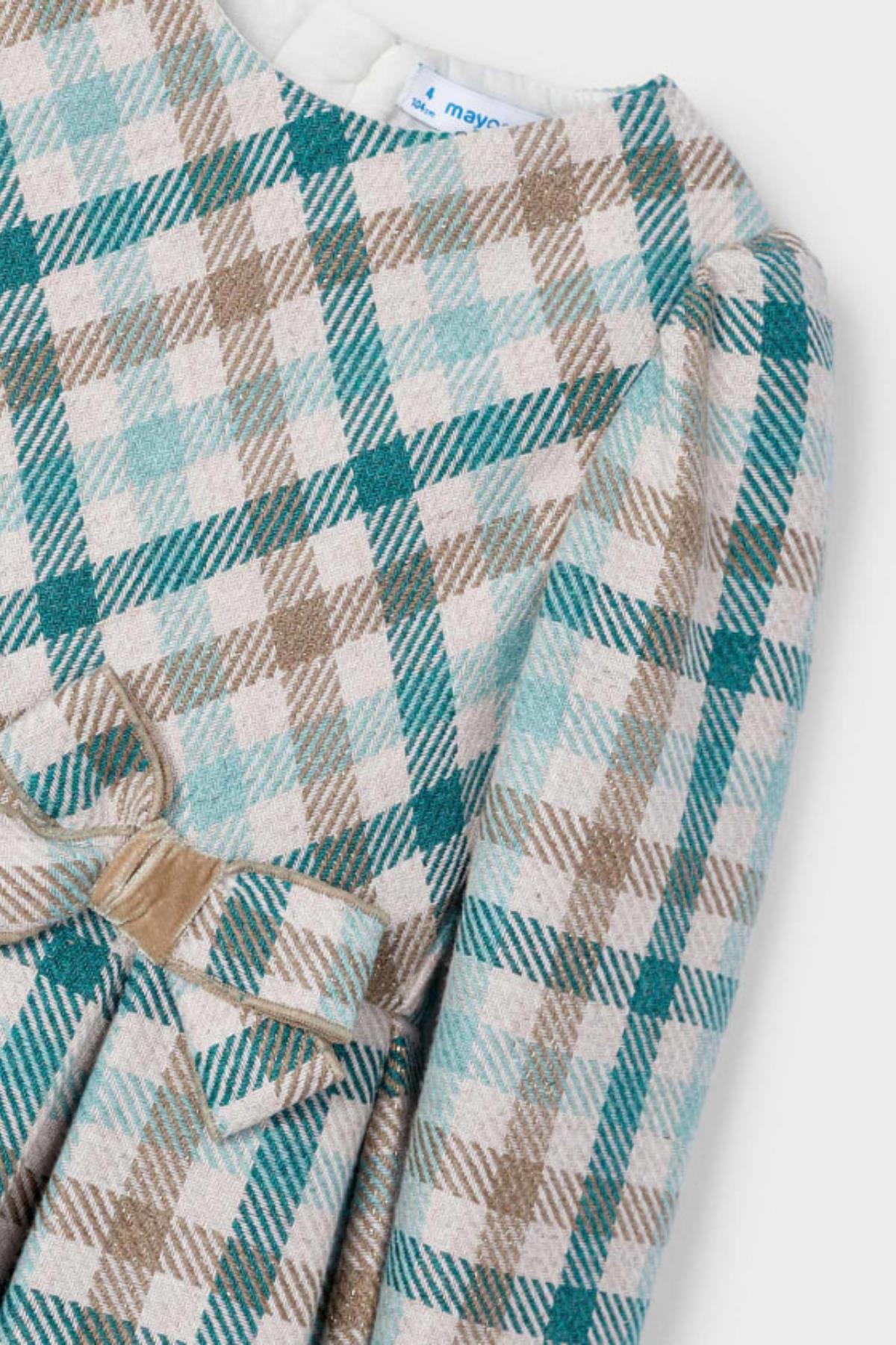 Mayoral Kız Ekoseli Parlak Kız Elbise - Yeşil