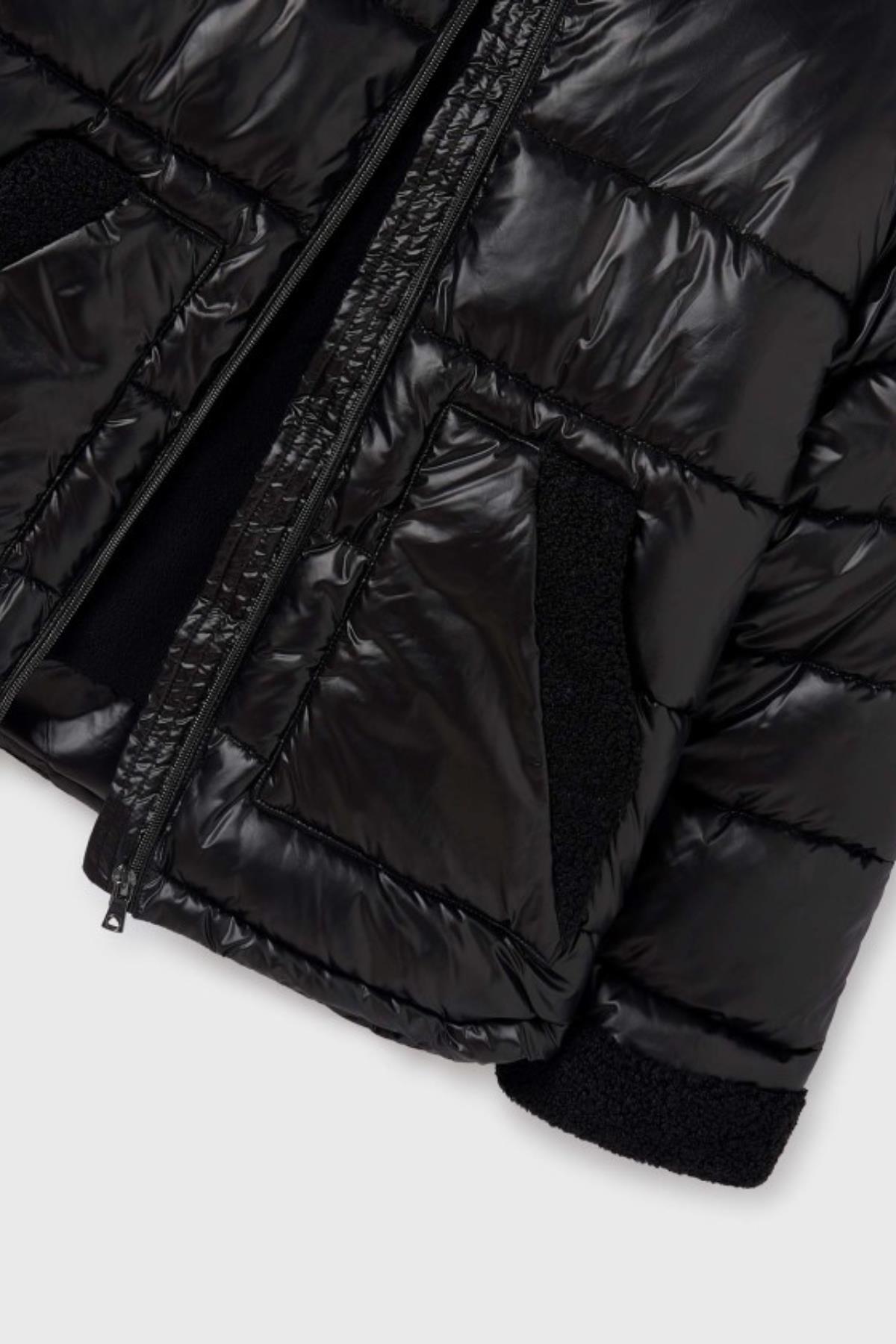 Mayoral Kürk Detaylı Kız Mont - Siyah