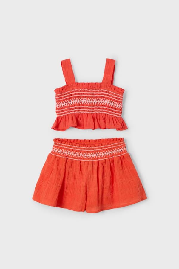 MAYORAL Lastikli Şort Etekli Takım - Turuncu