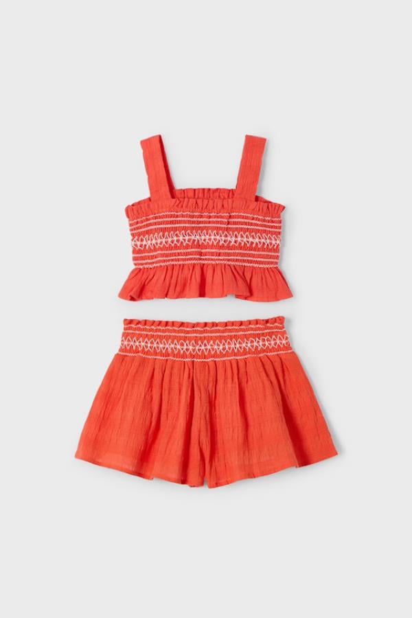 MAYORAL Lastikli Şort Etekli Takım - Turuncu