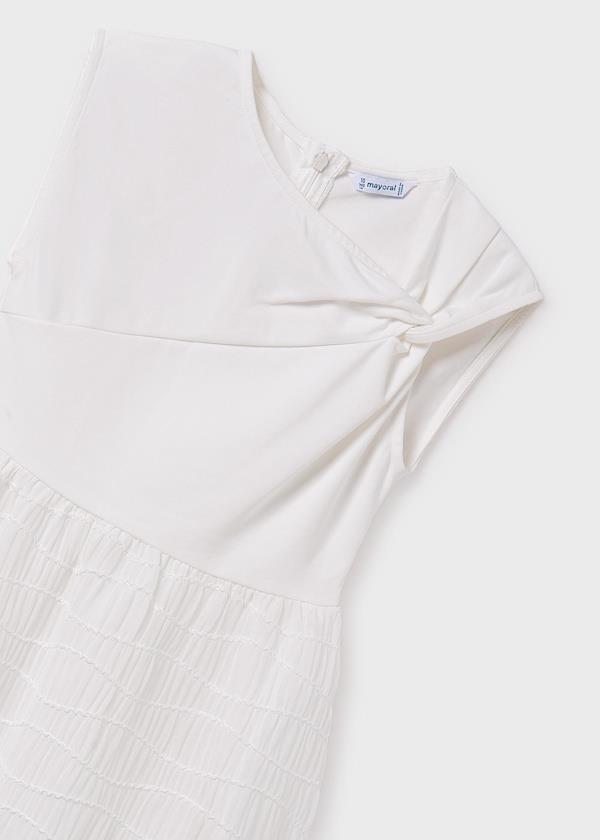 MAYORAL Omuz Büzgülü Elbise - Krem
