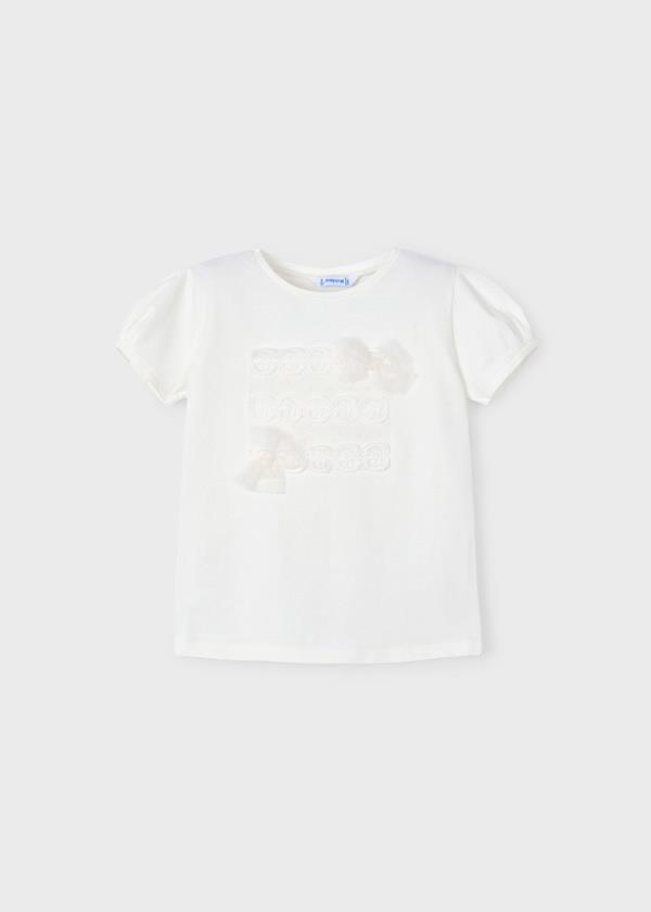 MAYORAL Önü Dantelli Tişört - Ekru