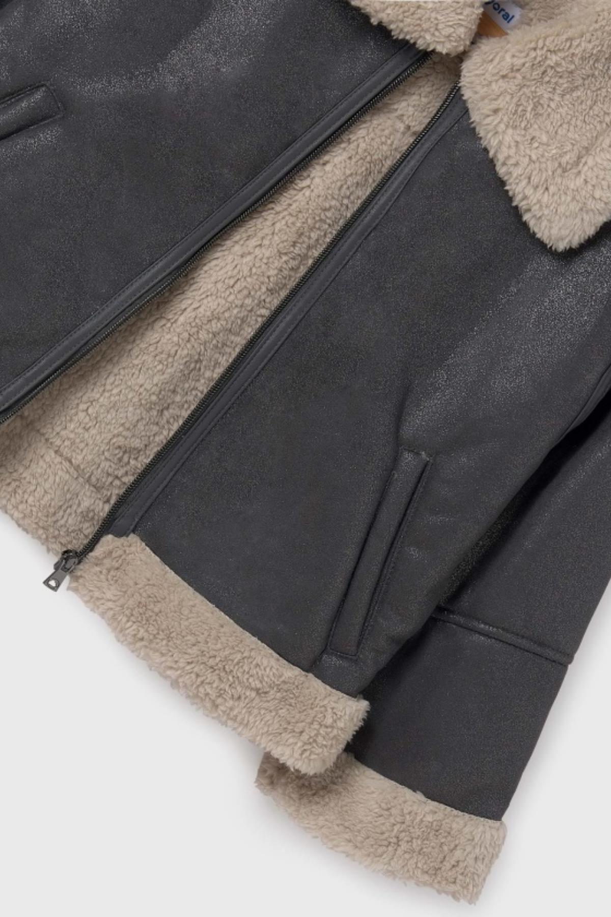 Mayoral Parlak Kürk Detaylı Kız Ceket - Antrasit