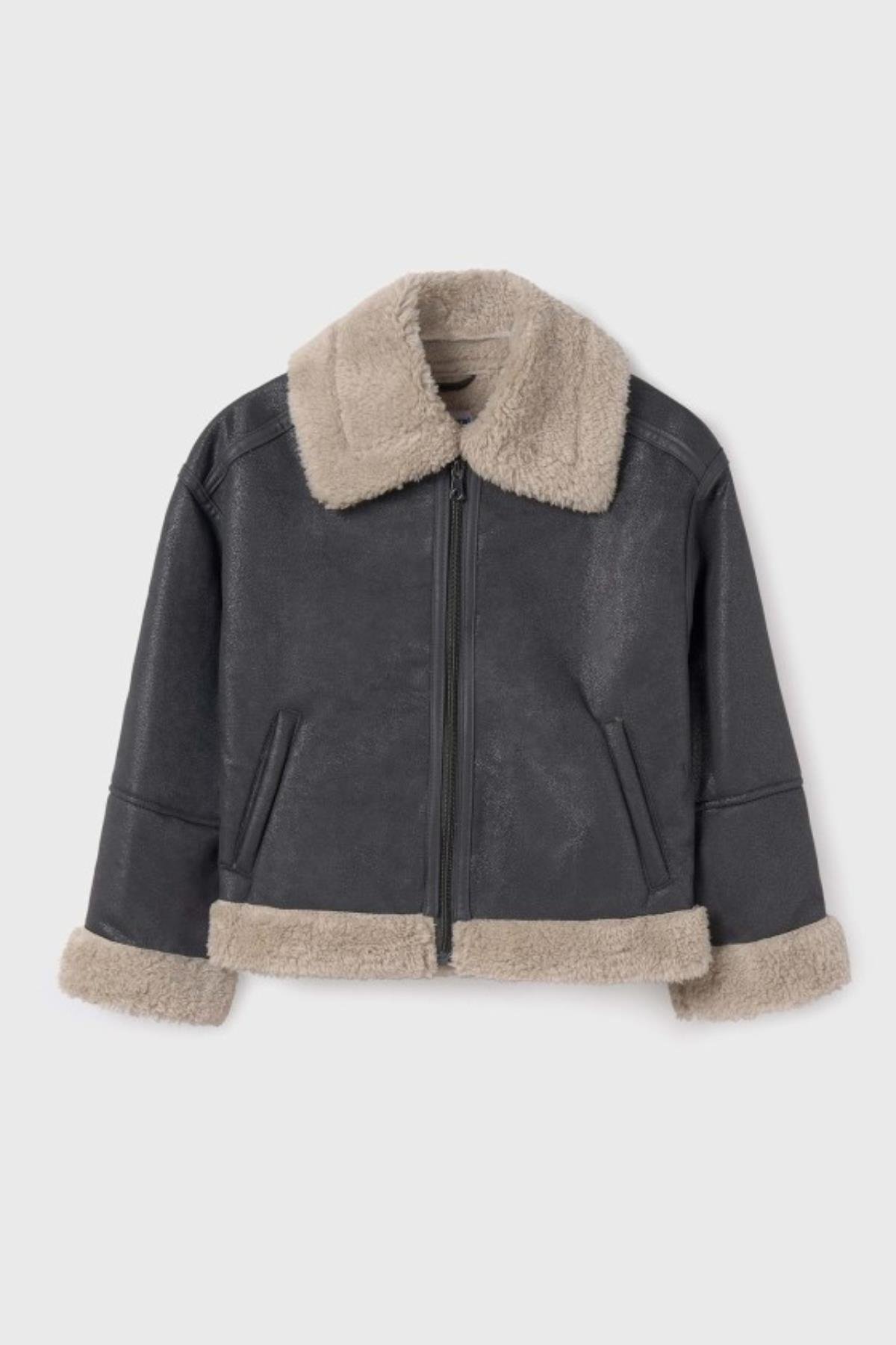 Mayoral Parlak Kürk Detaylı Kız Ceket - Antrasit