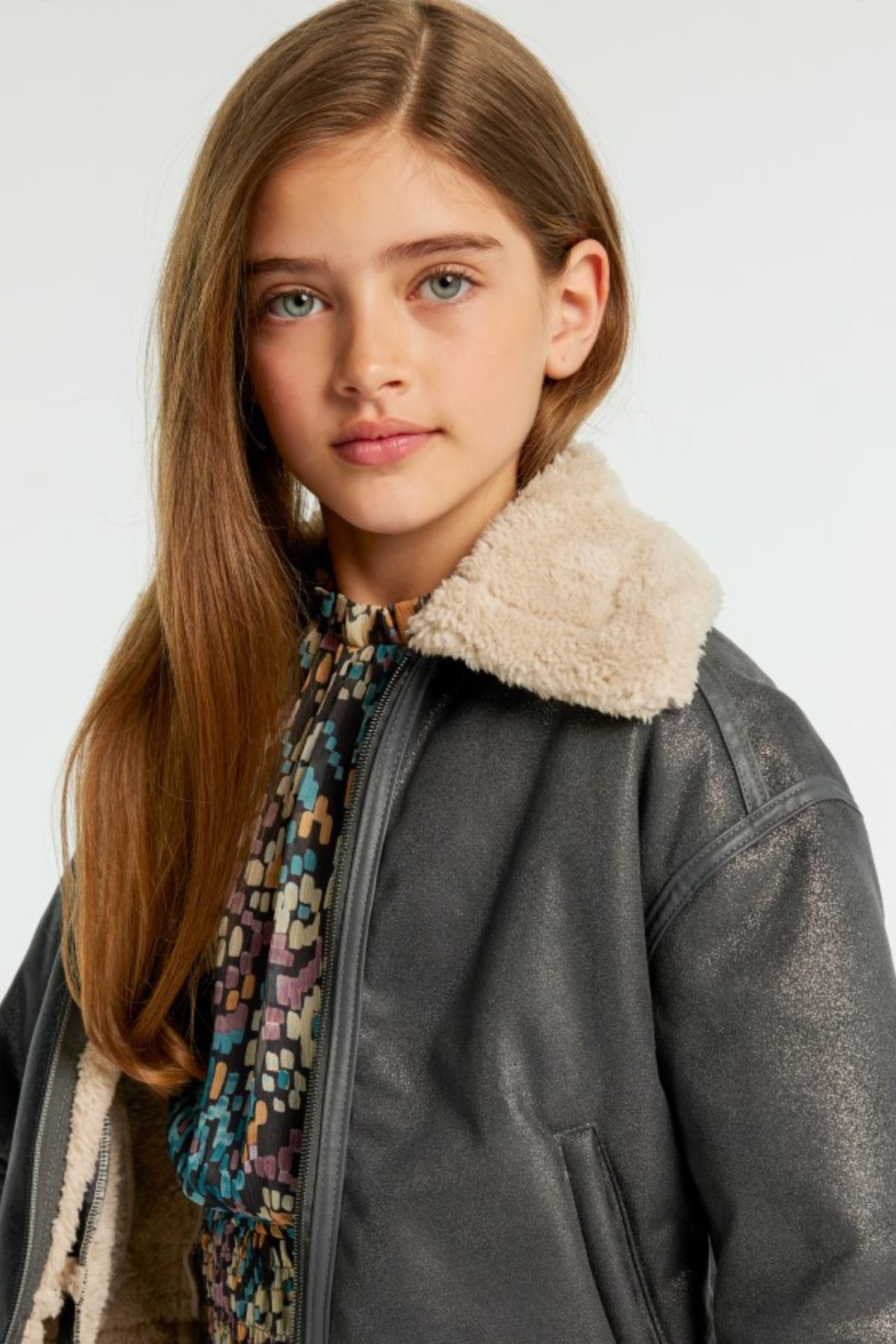 Mayoral Parlak Kürk Detaylı Kız Ceket - Antrasit