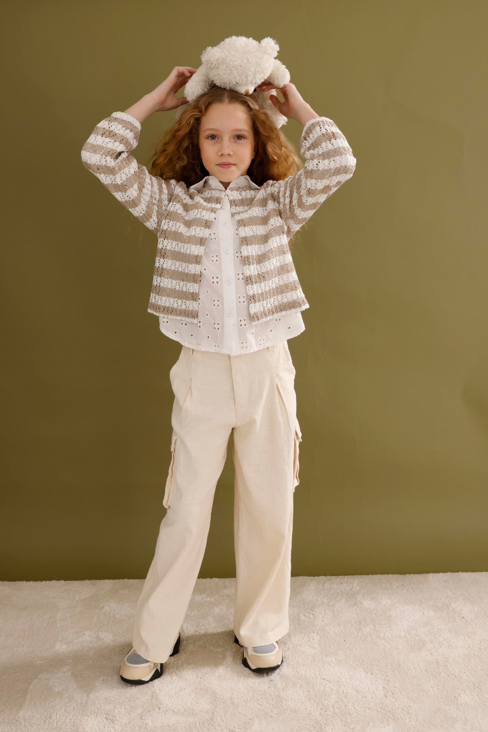 Natural Kız Pantolon - Bej