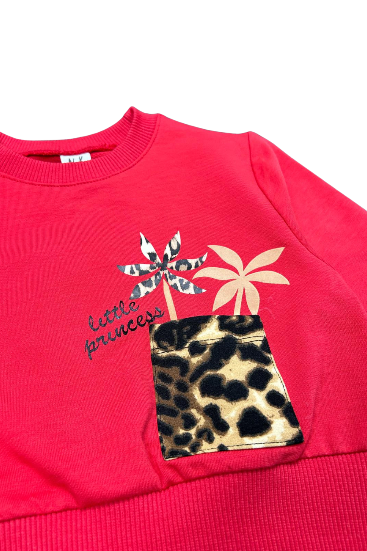 NK Leopar Detaylı Sweat - Kırmızı