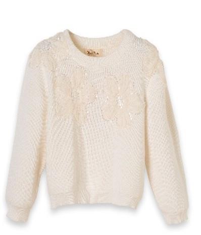 Omuzları Çiçekli Kazak - Kahverengi