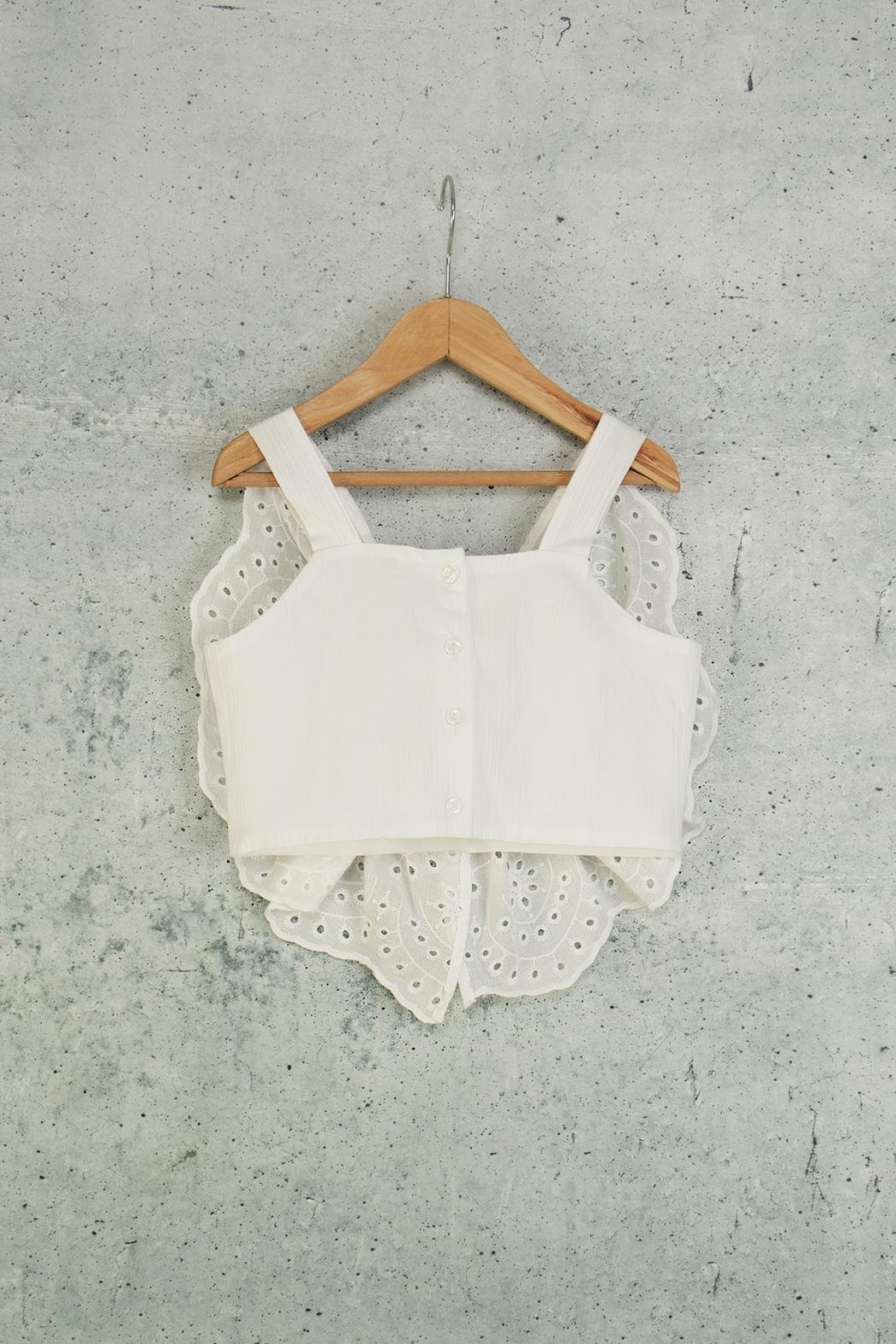 Önü Fisto Fiyonklu Bluz - Ekru